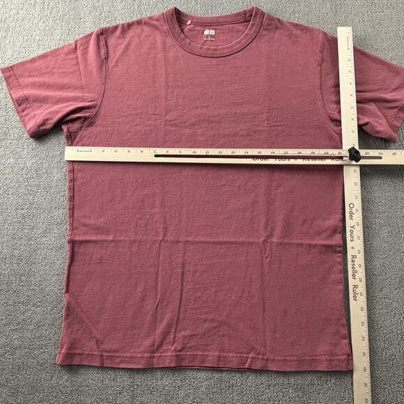 Uniqlo Shirt Adult Large Red Short Sleeve Plain Tee Casual Active Athleisure Men - Picture 10 of 14